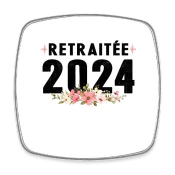 Retraitée 2024 - Magnet carré - blanc - Devant