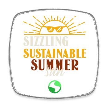Hot sustainable summers, eco holidays - Square fridge magnet - white - Front