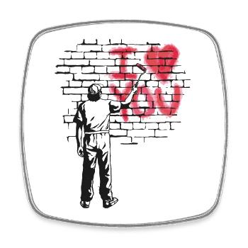 Je t’aime Peinture murale en briques - Magnet carré - blanc - Devant