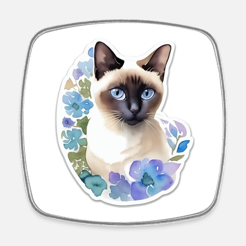 Siamkatze - Viereckiger Kühlschrankmagnet - Weiß