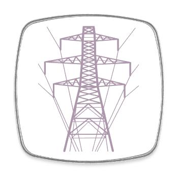 Silhouette de poteau électrique blanc - Magnet carré - blanc - Devant