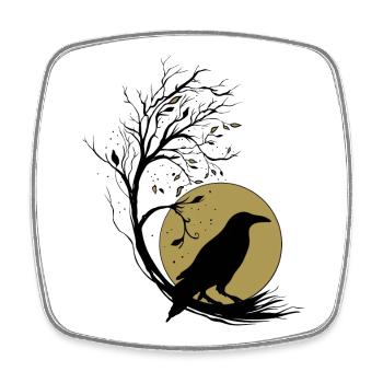 Rabe Vollmond Baum Magie Herbst Gothic Wicca - Viereckiger Kühlschrankmagnet - Weiß - Vorne