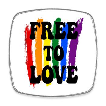Free To Love LGBTQ Pride - Square fridge magnet - white - Front