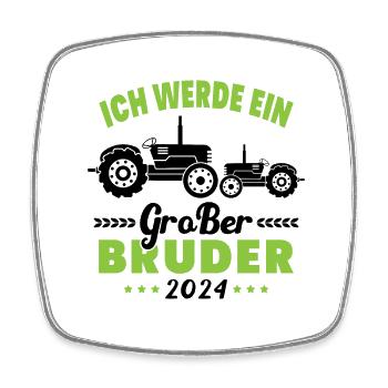 Ich werde 2024 Großer Bruder sein Traktor - Magnet carré - blanc - Devant