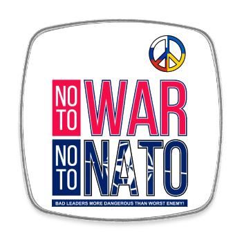 NEIN ZUM KRIEG, NEIN ZUR NATO V3 | SCHLECHTE FÜHRUNG - Viereckiger Kühlschrankmagnet - Weiß - Vorne