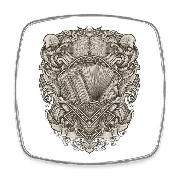 Harmonica Styrian Vintage Illu | ZiachON ! - Magnet carré - blanc - Devant
