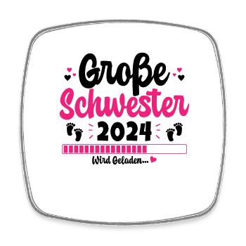 Kinder Ich werde Große Schwester 2024 Verkündung - Viereckiger Kühlschrankmagnet - Weiß - Vorne