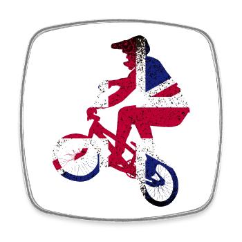 Union Jack Radfahrer-Silhouette - Viereckiger Kühlschrankmagnet - Weiß - Vorne