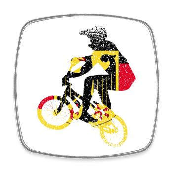 Geometric Cyclist on Distressed Bike - Square fridge magnet - white - Front