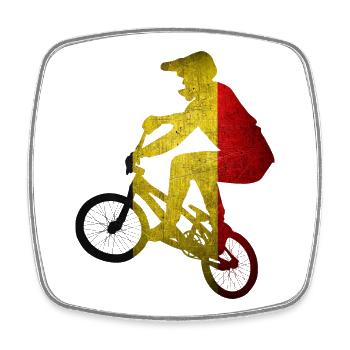 Grunge Belgian Flag Cyclist - Square fridge magnet - white - Front