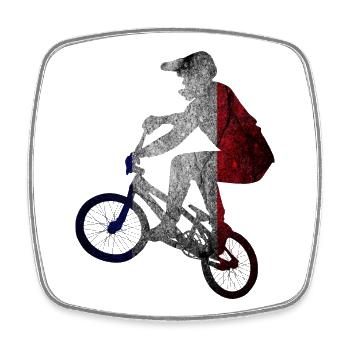 Tri-Color Cyclist Silhouette - Square fridge magnet - white - Front