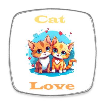 Cat Love - Viereckiger Kühlschrankmagnet - Weiß - Vorne