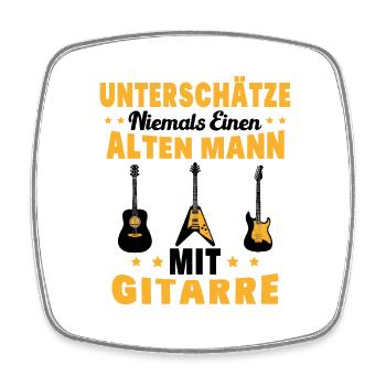 Unterschätze Alten Mann Gitarre - Viereckiger Kühlschrankmagnet - Weiß - Vorne