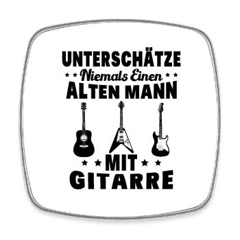 Unterschätze Alten Mann Gitarre - Viereckiger Kühlschrankmagnet - Weiß - Vorne