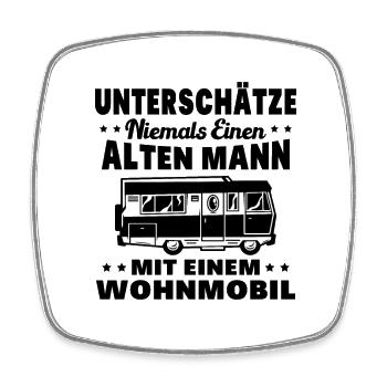 Unterschätze niemals einen alten Mann Wohnmobil - Viereckiger Kühlschrankmagnet - Weiß - Vorne