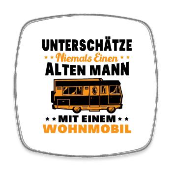 Unterschätze niemals einen alten Mann Wohnmobil - Viereckiger Kühlschrankmagnet - Weiß - Vorne