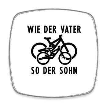Wie der Vater so der Sohn - Mountainbike Fahrrad - Viereckiger Kühlschrankmagnet - Weiß - Vorne