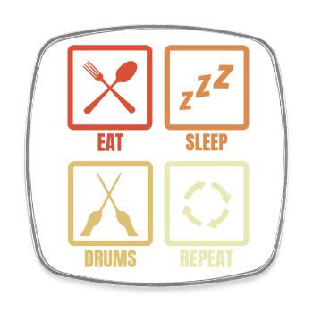 Eating, sleeping, drums, repeating - Square fridge magnet - white - Front