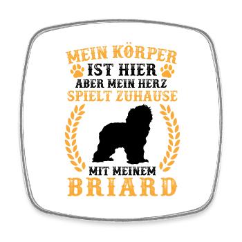 Spiele mit meinem Briard Berger de Brie - Viereckiger Kühlschrankmagnet - Weiß - Vorne