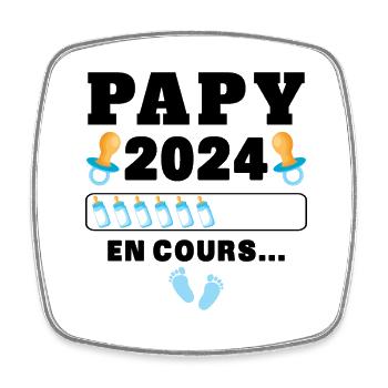 Futur Papy 2024 En Cours - Magnet carré - blanc - Devant