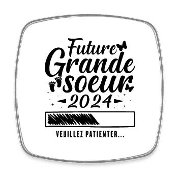 Zukünftige große Schwester 2024 - Viereckiger Kühlschrankmagnet - Weiß - Vorne