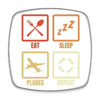 Food, sleeping, repeating planes - Square fridge magnet - white - Front