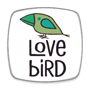 Oiseau d’amour vert - Magnet carré - blanc - Devant