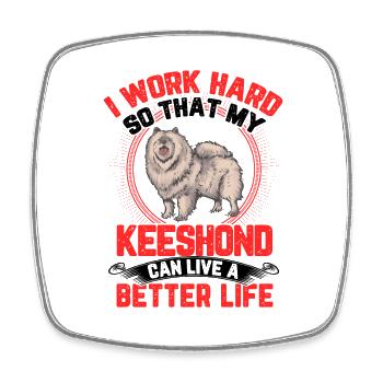 Work for my Wolfsspitz German Keeshond - Square fridge magnet - white - Front