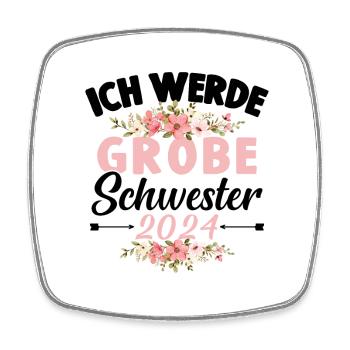 Große Schwester 2024 Baby Schwangerschaft Kind - Viereckiger Kühlschrankmagnet - Weiß - Vorne