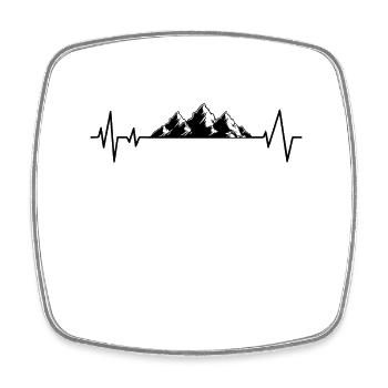 Herzschlag Berge EKG Wandern Wanderung - Viereckiger Kühlschrankmagnet - Weiß - Vorne