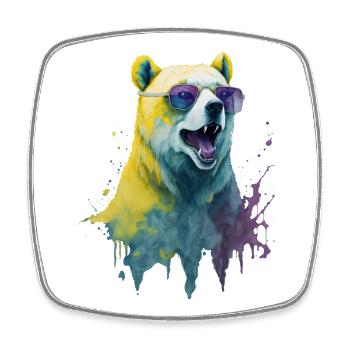 Cool polar bear with sunglasses, portrait - Square fridge magnet - white - Front