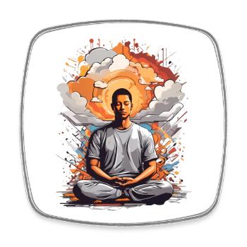 Meditation - Square fridge magnet - white - Front