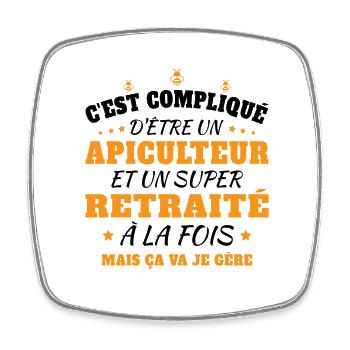 Un Apiculteur et un Super Retraité Cadeau Humour - Magnet carré - blanc - Devant