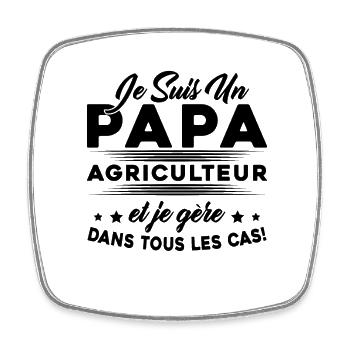 Papa Agriculteur et Je Gère Cadeau Fermier - Magnet carré - blanc - Devant