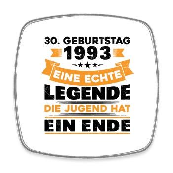 30 Jahre Vintage Retro 1993 Geburtstagsgeschenk - Viereckiger Kühlschrankmagnet - Weiß - Vorne