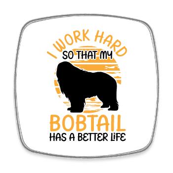 Work for Bobtail Old English Shepherd - Square fridge magnet - white - Front