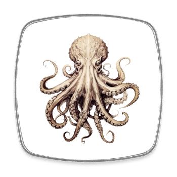Octopus - stylish, modern, abstract - Kraken - Square fridge magnet - white - Front