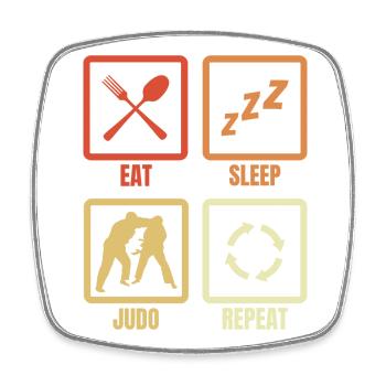 Eat Sleep Judo Repeat - Viereckiger Kühlschrankmagnet - Weiß - Vorne