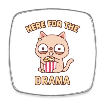 Drôle de chat mangeant du pop-corn ici pour le drame - Magnet carré - blanc - Devant