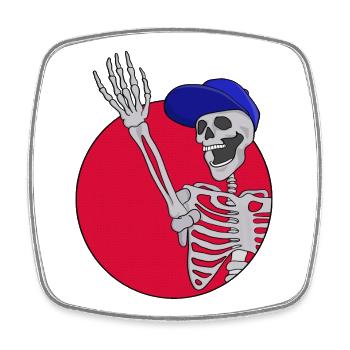 Hey Friends Cool and Funny Skeleton - Square fridge magnet - white - Front