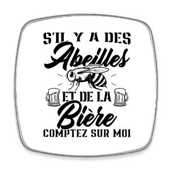 S'il y a des abeilles et de la bière - Magnet carré - blanc - Devant