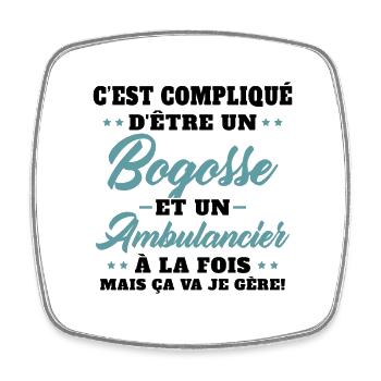 ambulancier bogosse Cadeau humour ambulance - Magnet carré - blanc - Devant