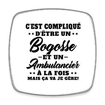 ambulancier bogosse Cadeau humour ambulance - Magnet carré - blanc - Devant