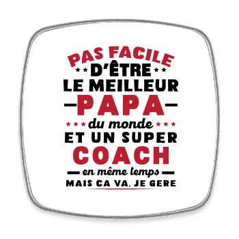 Papa et Coach Humour Cadeau - Magnet carré - blanc - Devant