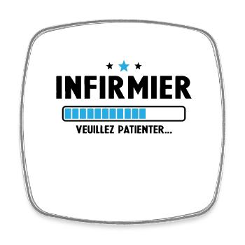 Infirmier veuillez patienter - Magnet carré - blanc - Devant