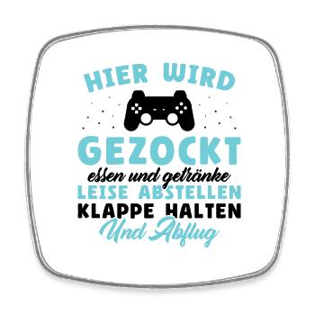 Hier wird gezockt essen und getränke leise - Viereckiger Kühlschrankmagnet - Weiß - Vorne