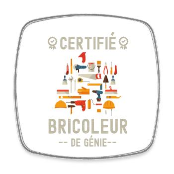 Certifié bricoleur de génie 3 - Magnet carré - blanc - Devant