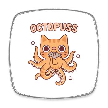 Mignon Octopus Tabby Cat Octopuss Pun Drôle - Magnet carré - blanc - Devant