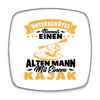 Alten mann mit einem Kajak - Viereckiger Kühlschrankmagnet - Weiß - Vorne