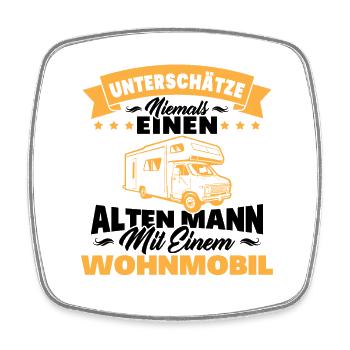 alten mann mit einem Wohnmobil - Viereckiger Kühlschrankmagnet - Weiß - Vorne